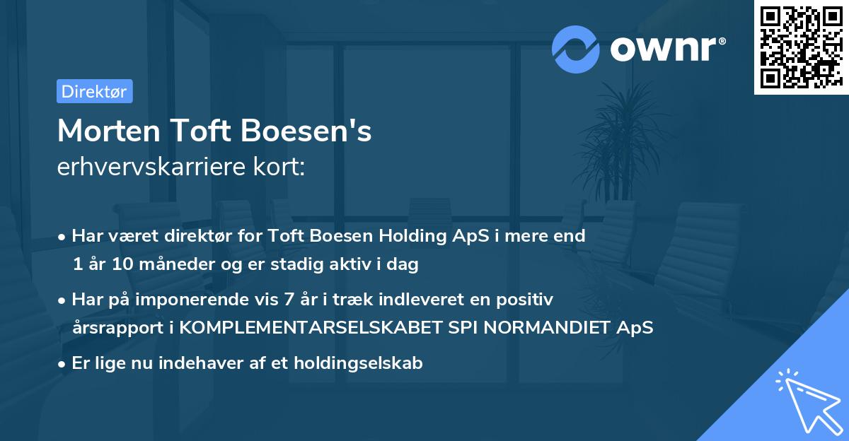 Morten Toft Boesen's erhvervskarriere kort