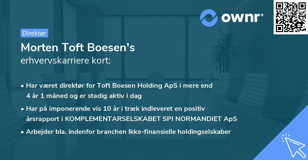 Morten Toft Boesen's erhvervskarriere kort