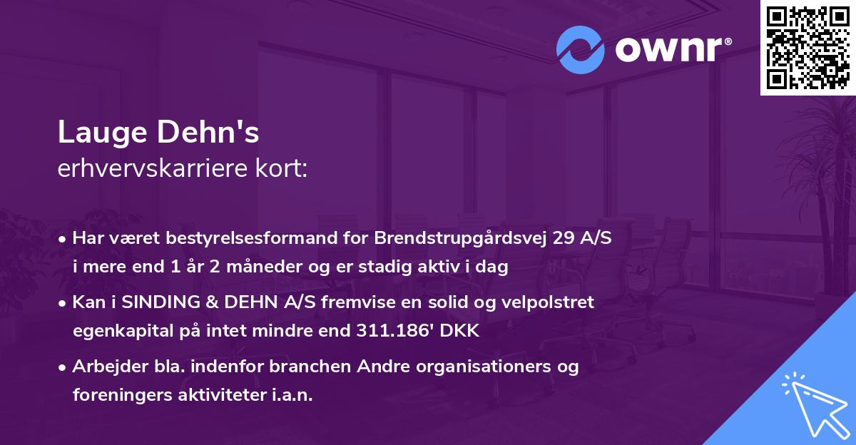 Lauge Dehn's erhvervskarriere kort