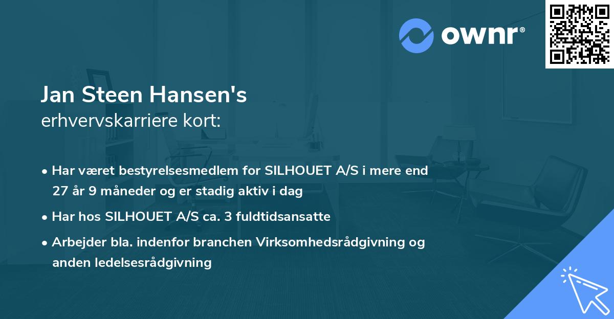 Jan Steen Hansen's erhvervskarriere kort