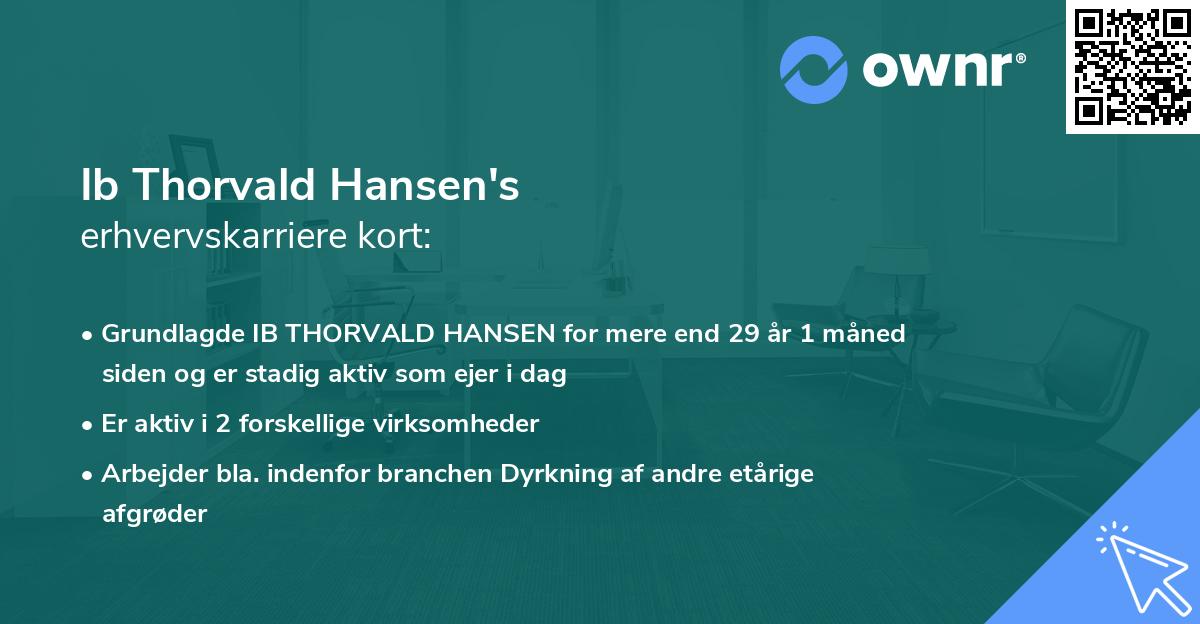 Ib Thorvald Hansen's erhvervskarriere kort