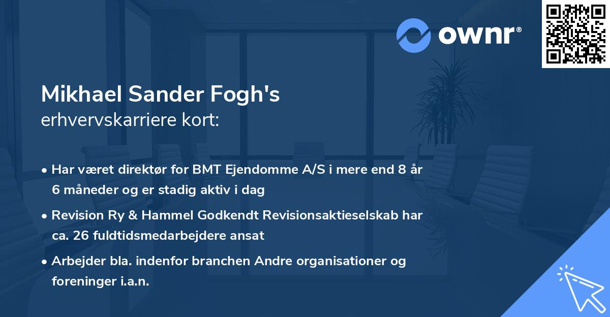 Mikhael Sander Fogh's erhvervskarriere kort