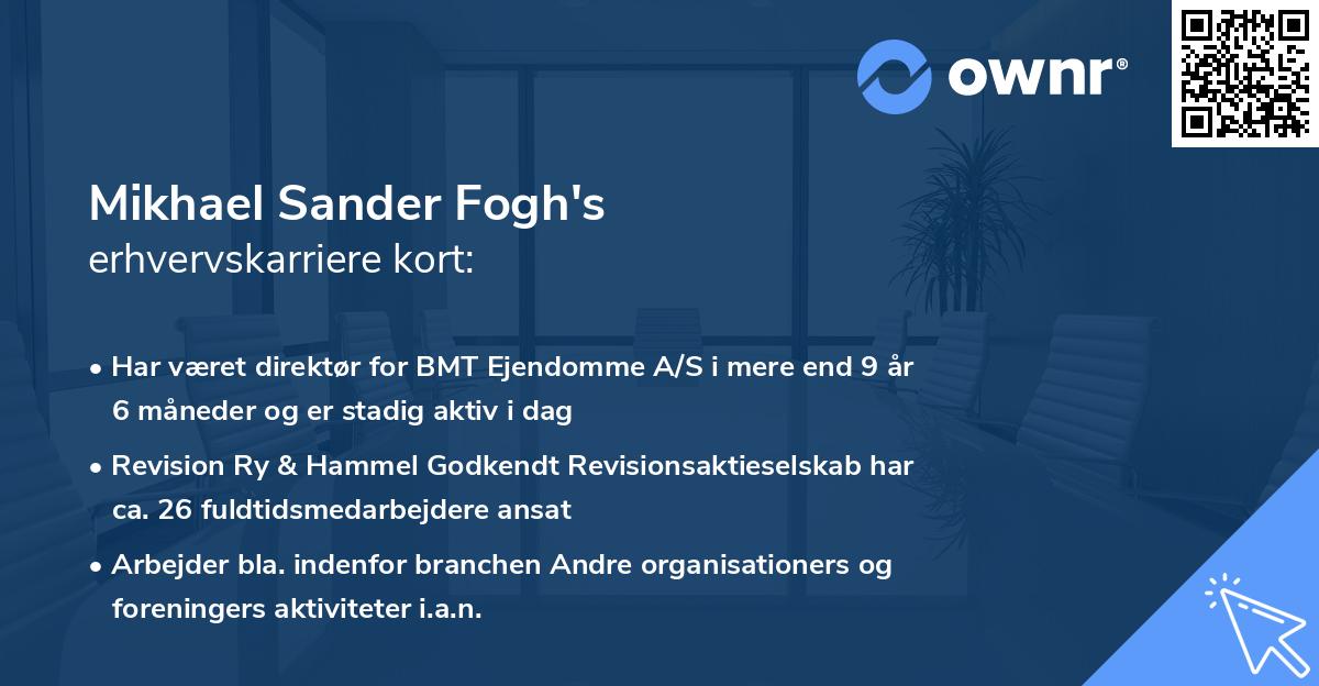 Mikhael Sander Fogh's erhvervskarriere kort