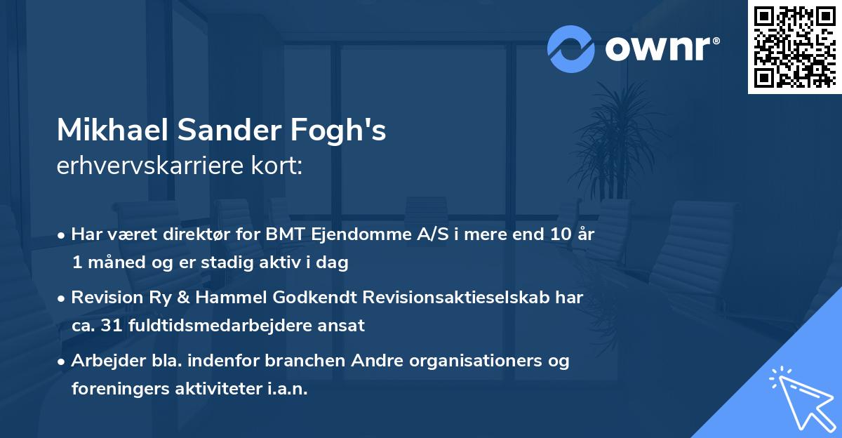 Mikhael Sander Fogh's erhvervskarriere kort
