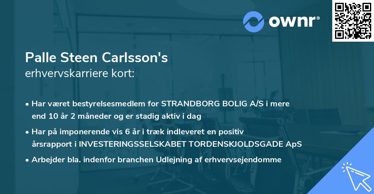 Palle Steen Carlsson's erhvervskarriere kort