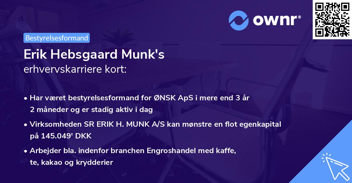 Erik Hebsgaard Munk's erhvervskarriere kort