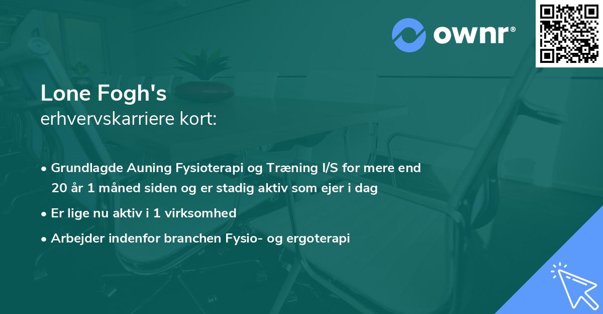 Lone Fogh's erhvervskarriere kort