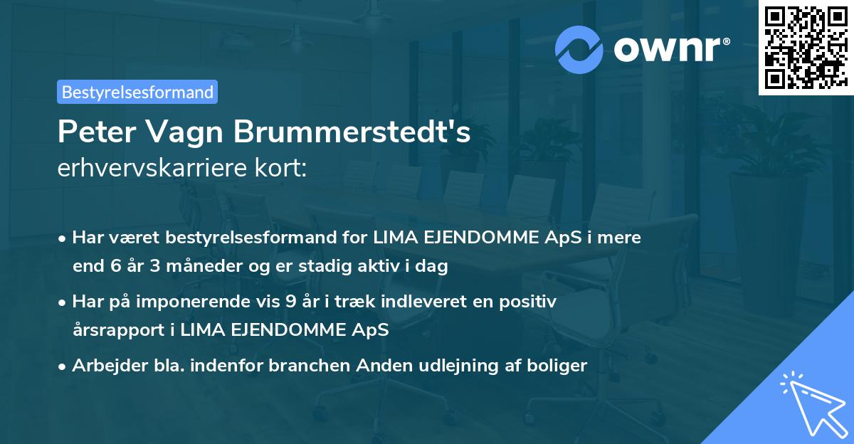 Peter Vagn Brummerstedt's erhvervskarriere kort