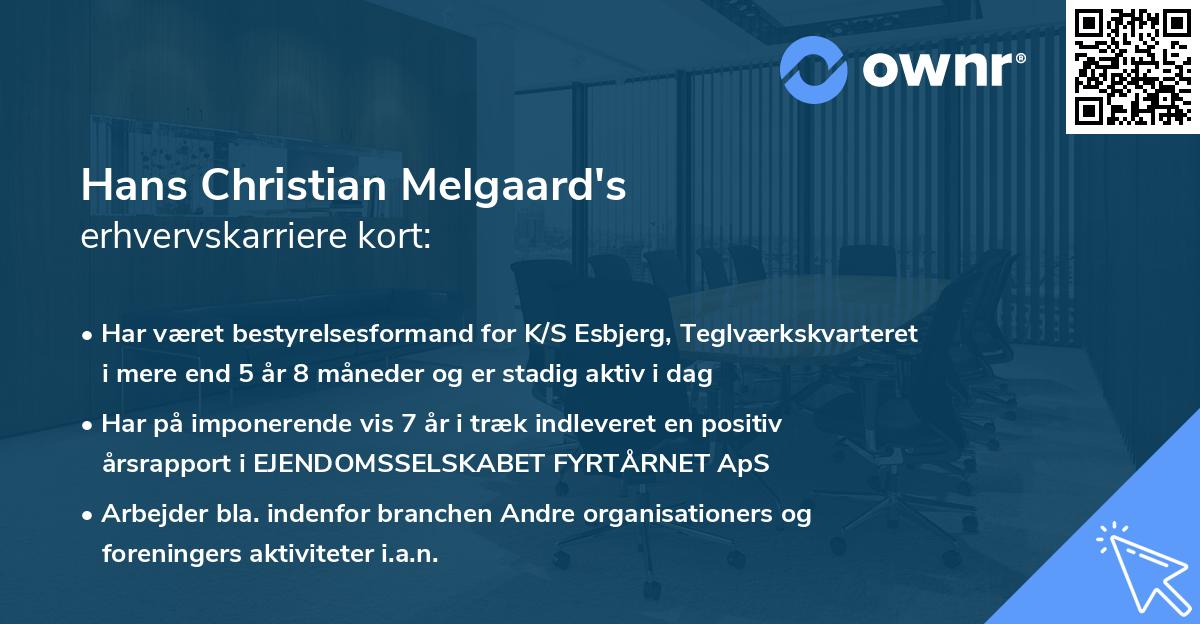 Hans Christian Melgaard's erhvervskarriere kort
