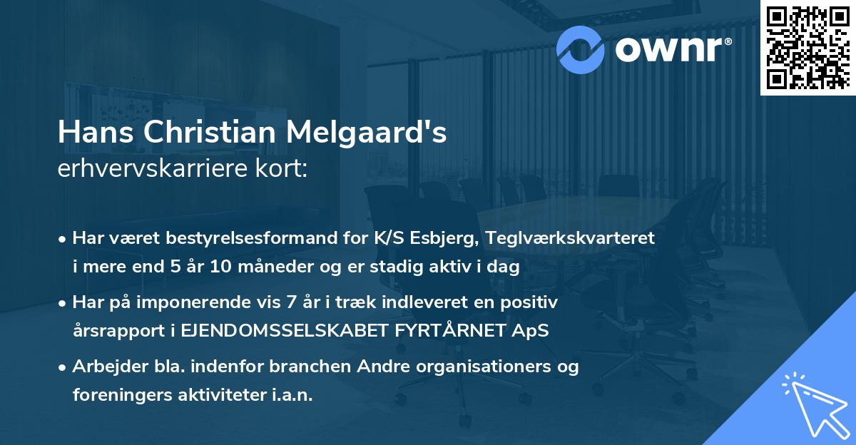 Hans Christian Melgaard's erhvervskarriere kort