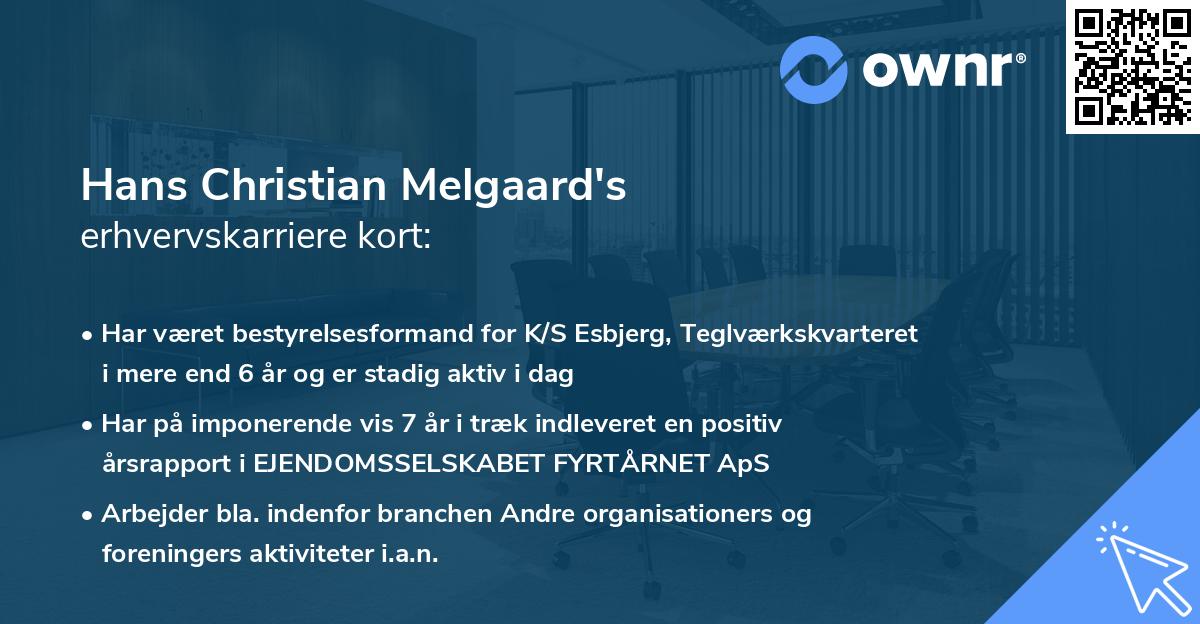 Hans Christian Melgaard's erhvervskarriere kort