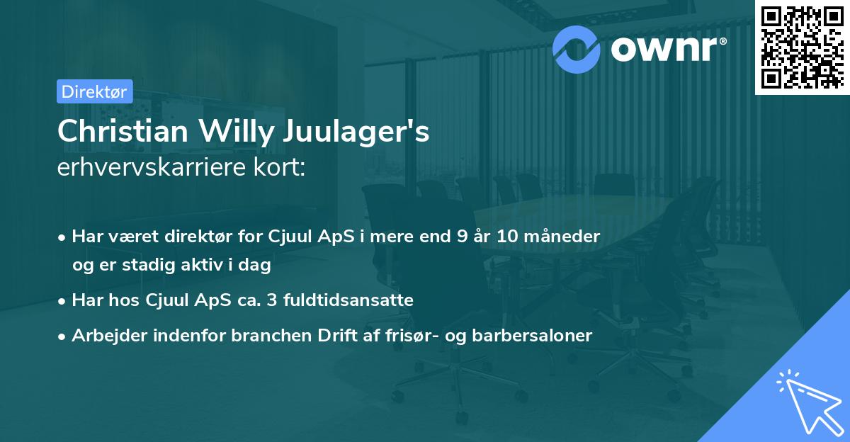 Christian Willy Juulager's erhvervskarriere kort