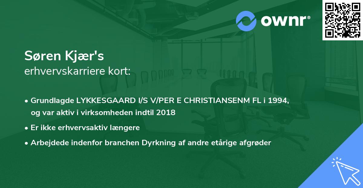 Søren Kjær's erhvervskarriere kort