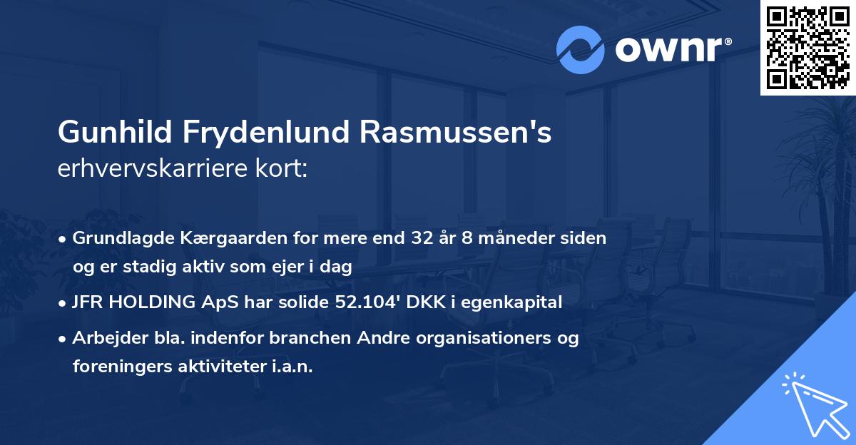 Gunhild Frydenlund Rasmussen's erhvervskarriere kort
