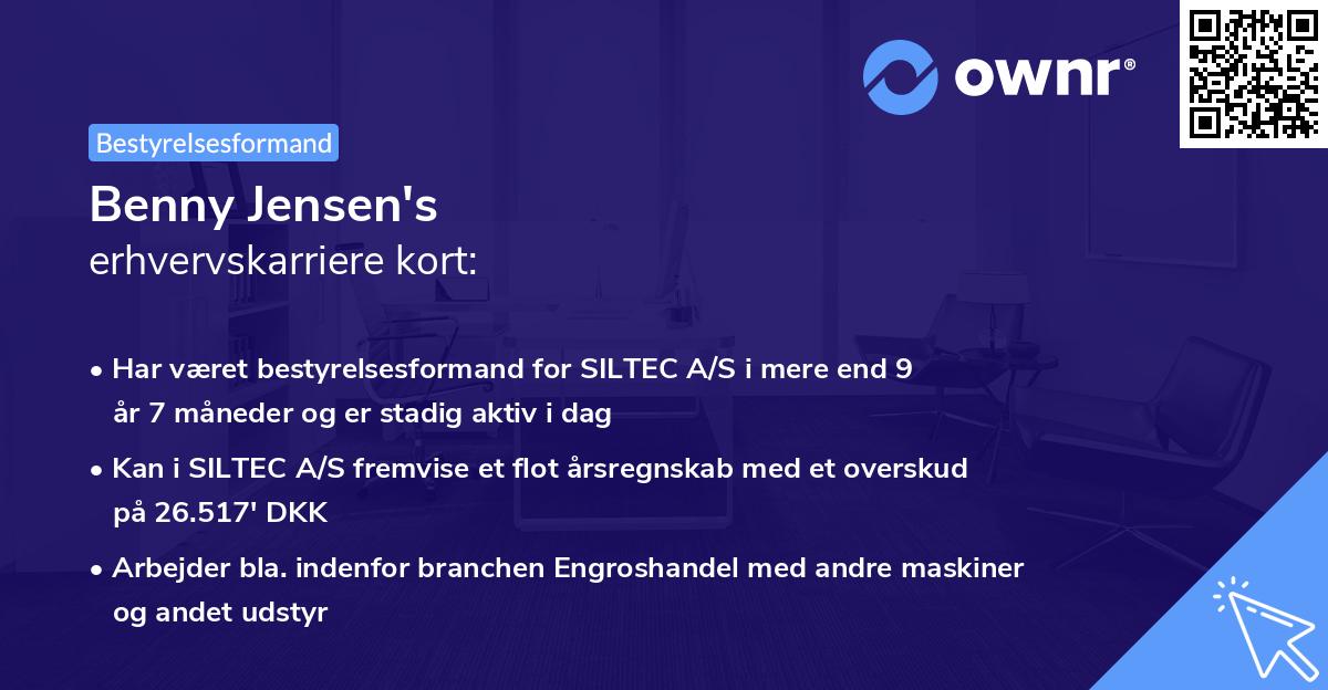 Benny Jensen's erhvervskarriere kort