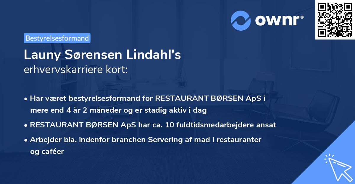 Launy Sørensen Lindahl's erhvervskarriere kort