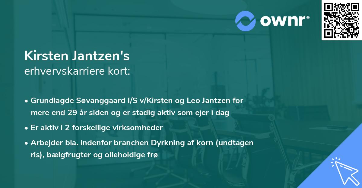 Kirsten Jantzen's erhvervskarriere kort