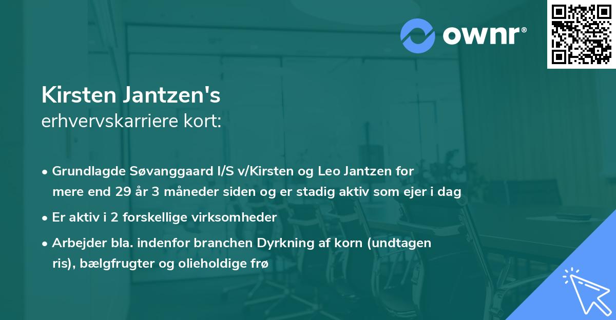 Kirsten Jantzen's erhvervskarriere kort