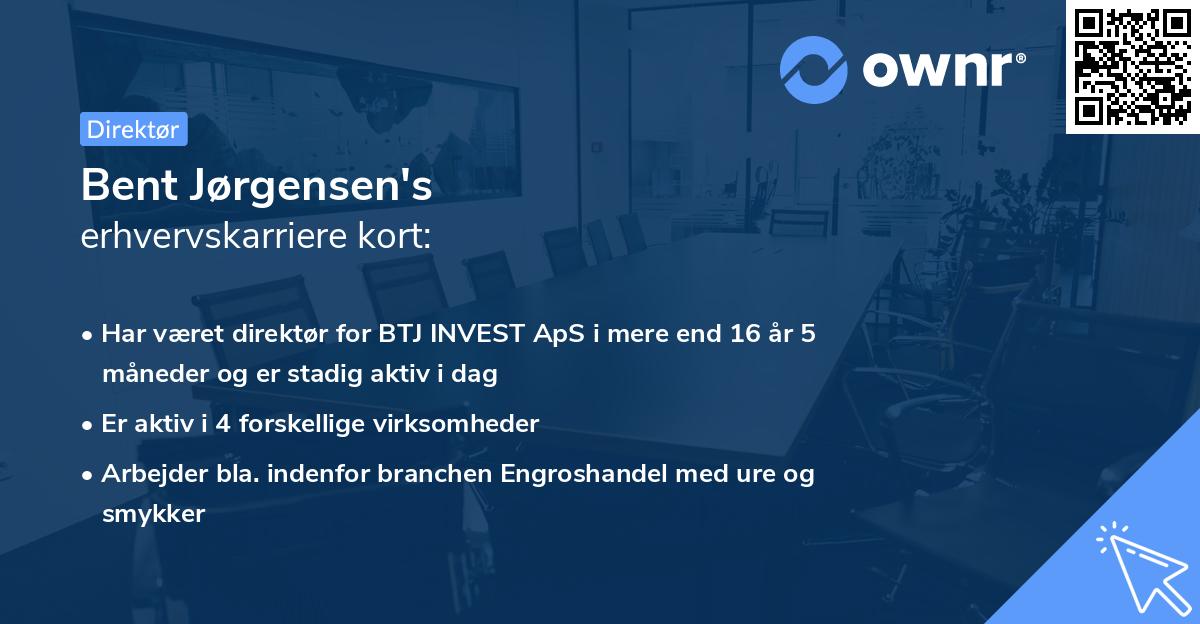 Bent Jørgensen's erhvervskarriere kort