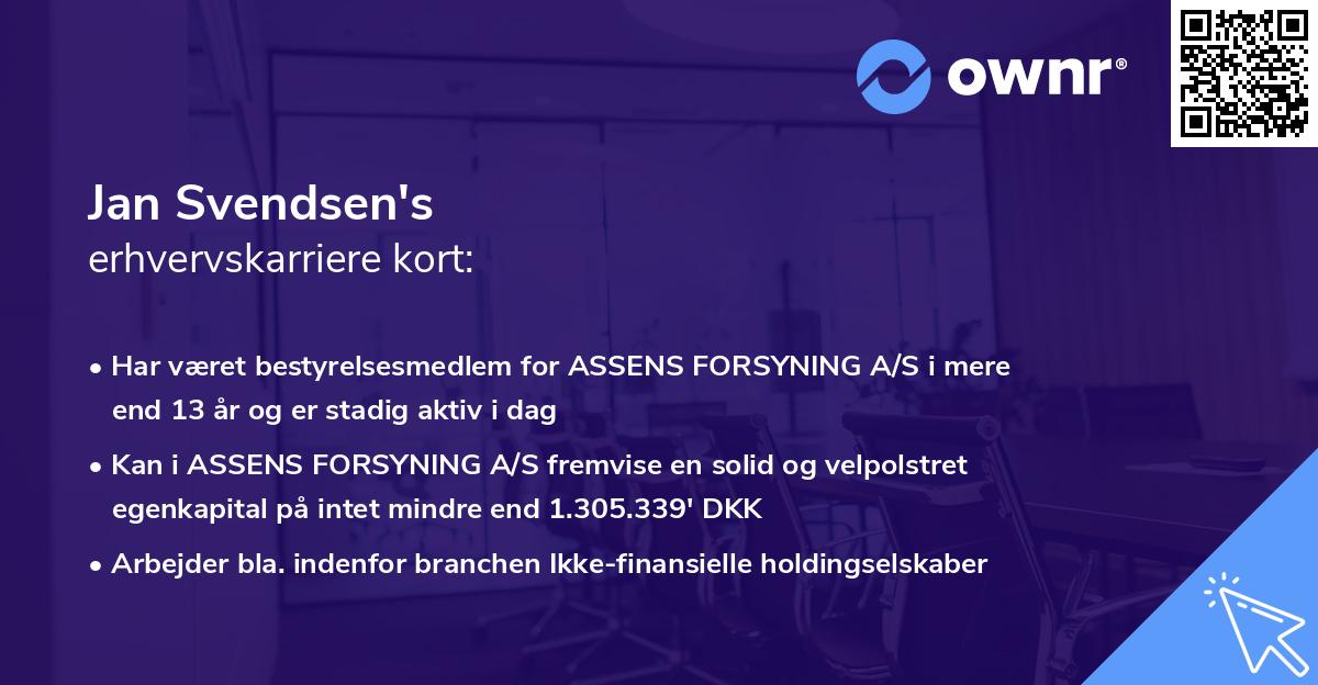 Jan Svendsen's erhvervskarriere kort