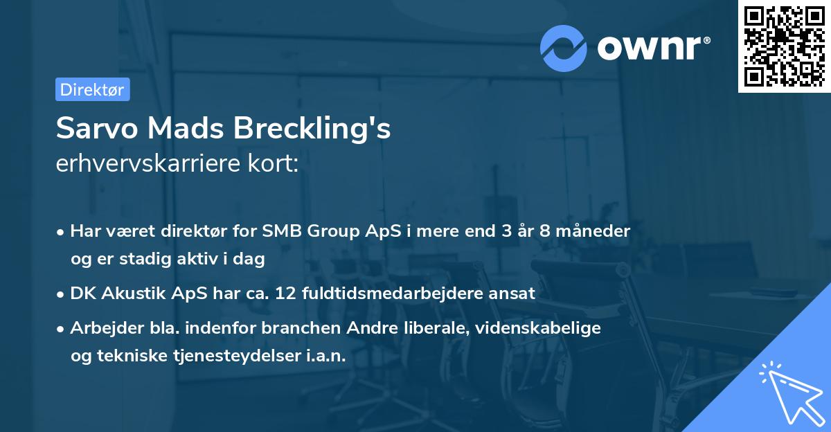 Sarvo Mads Breckling's erhvervskarriere kort