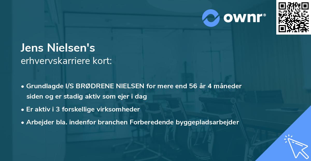 Jens Nielsen's erhvervskarriere kort