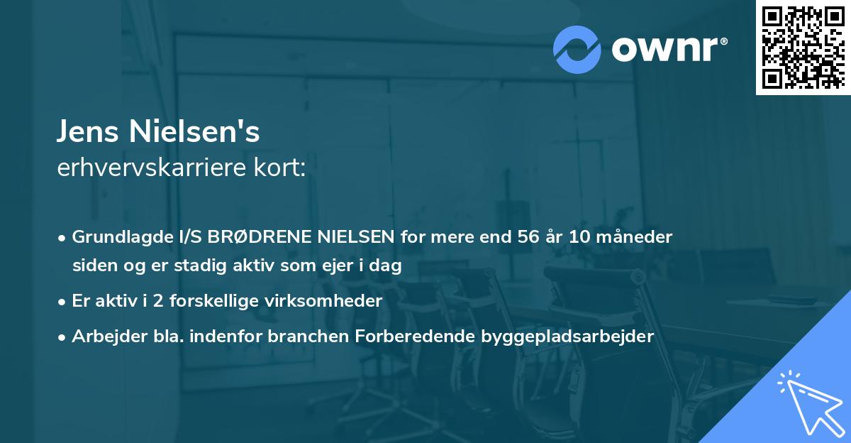 Jens Nielsen's erhvervskarriere kort