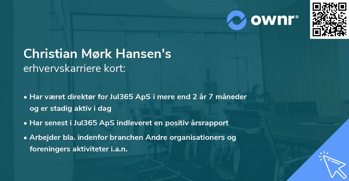 Christian Mørk Hansen's erhvervskarriere kort