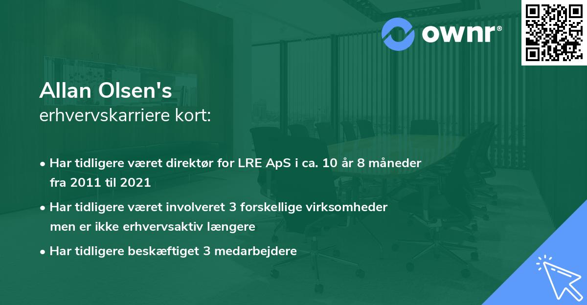 Allan Olsen's erhvervskarriere kort