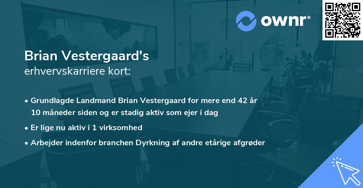 Brian Vestergaard's erhvervskarriere kort