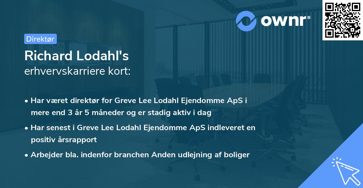 Richard Lodahl's erhvervskarriere kort