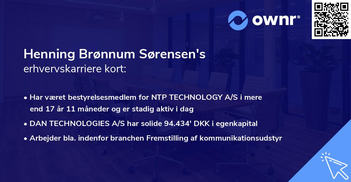 Henning Brønnum Sørensen's erhvervskarriere kort