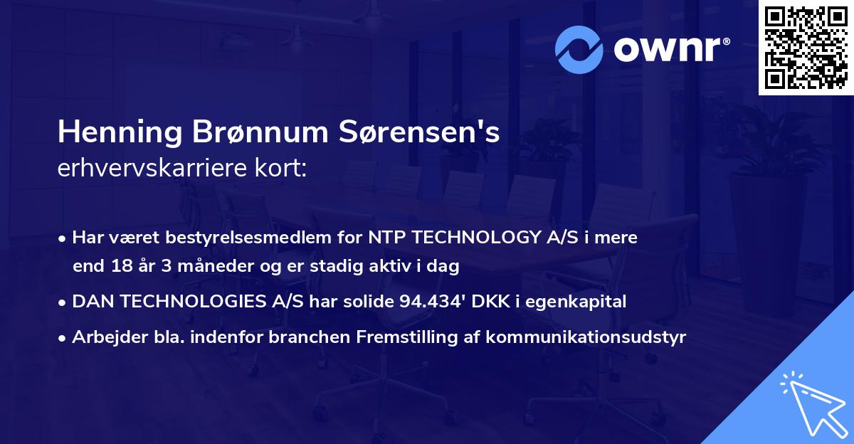 Henning Brønnum Sørensen's erhvervskarriere kort