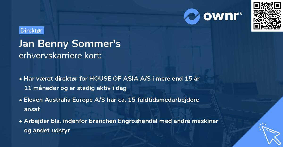 Jan Benny Sommer's erhvervskarriere kort