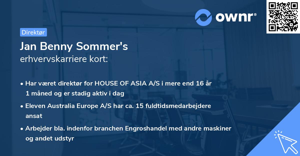 Jan Benny Sommer's erhvervskarriere kort