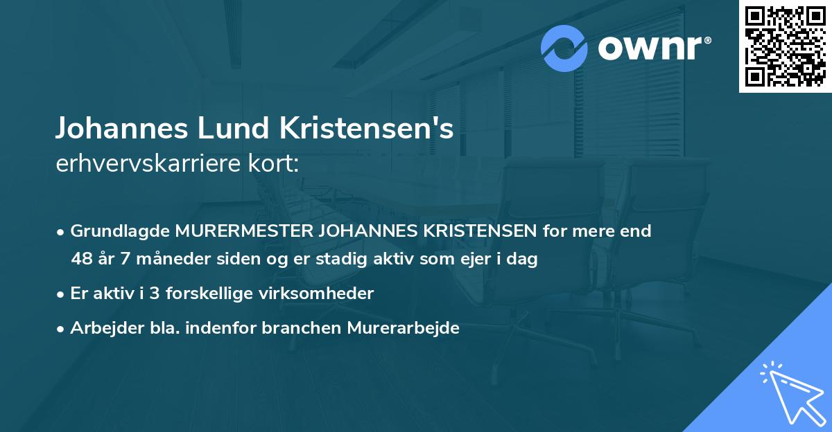 Johannes Lund Kristensen's erhvervskarriere kort