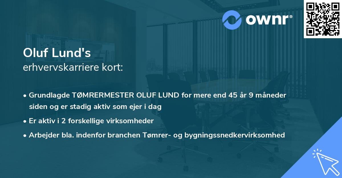 Oluf Lund's erhvervskarriere kort