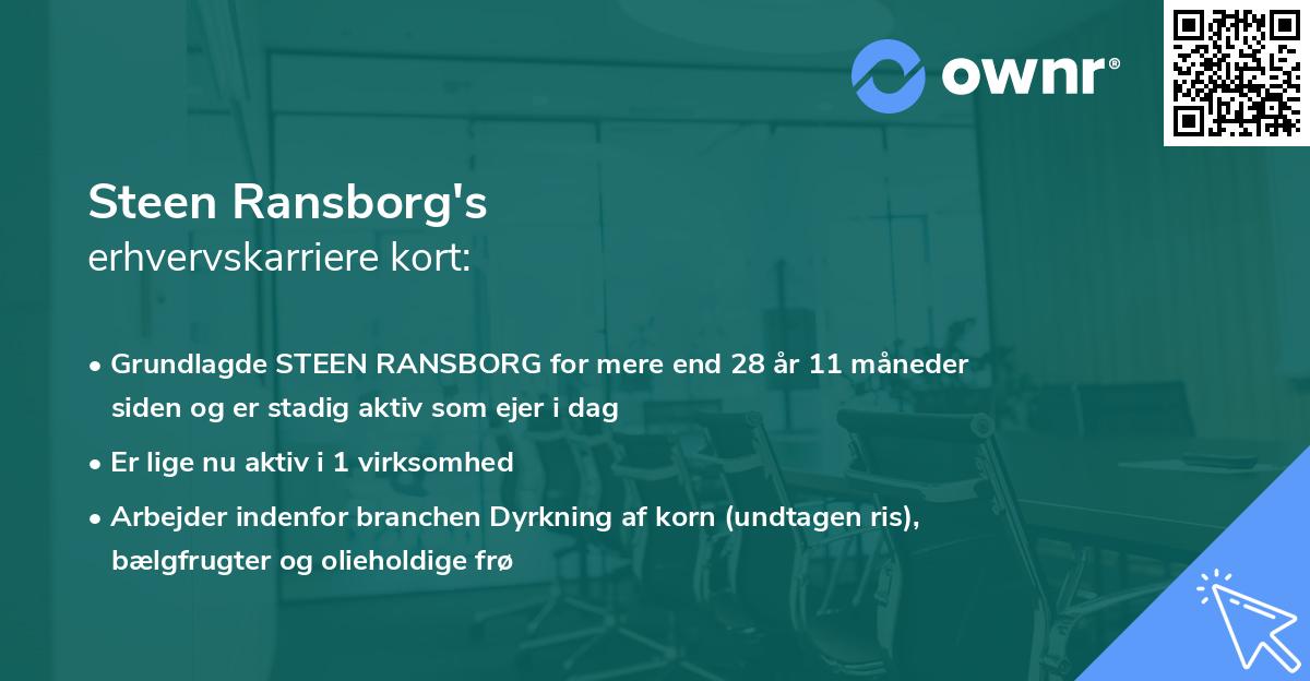 Steen Ransborg's erhvervskarriere kort