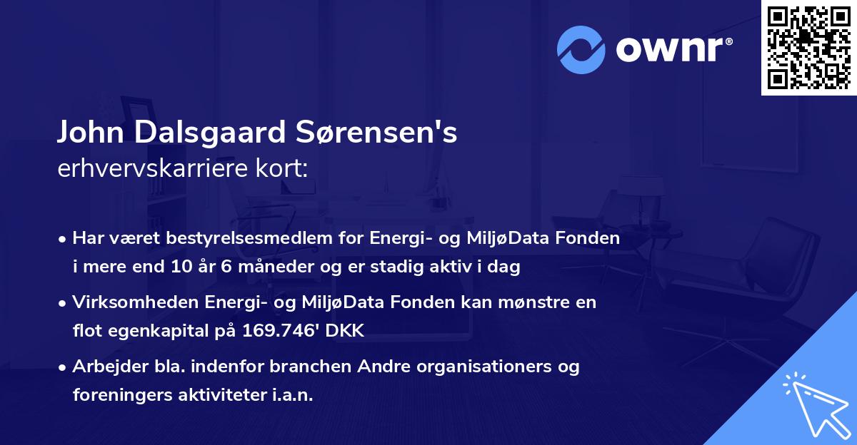 John Dalsgaard Sørensen's erhvervskarriere kort