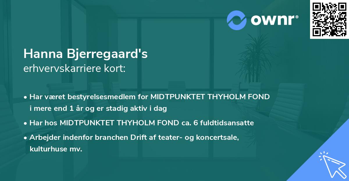 Hanna Bjerregaard's erhvervskarriere kort