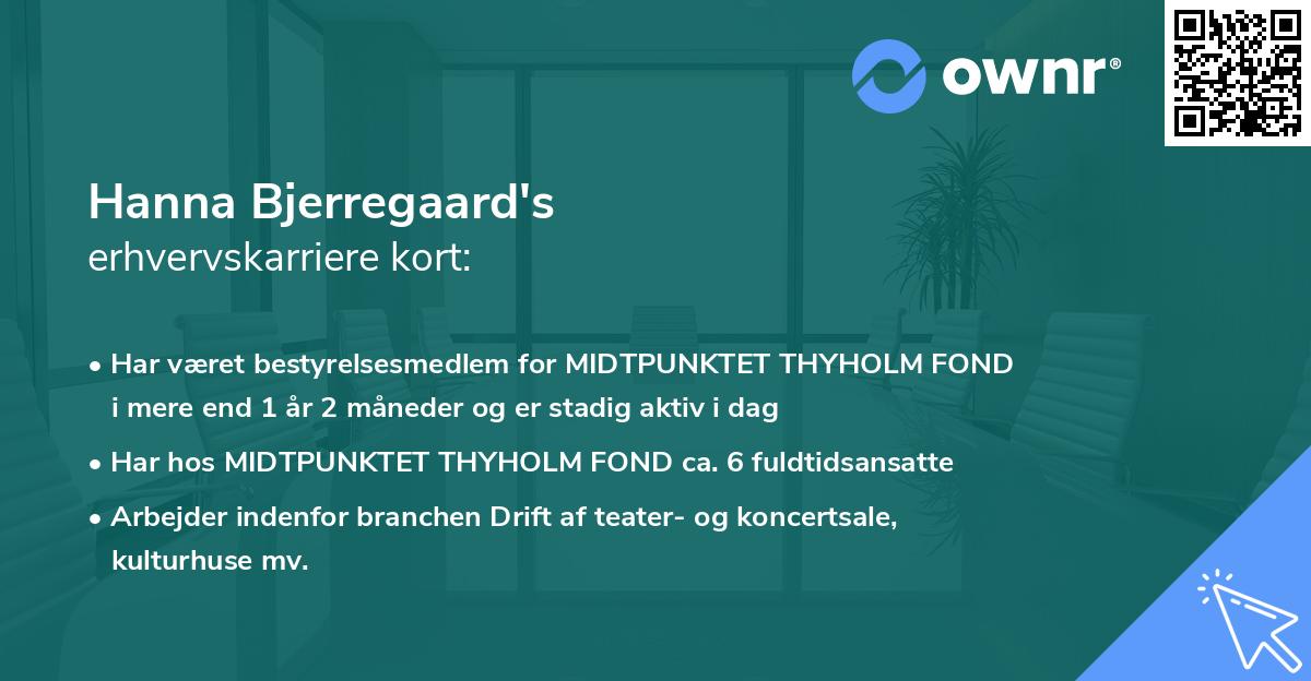 Hanna Bjerregaard's erhvervskarriere kort