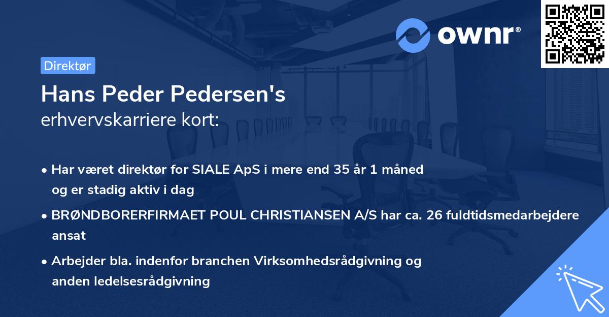 Hans Peder Pedersen's erhvervskarriere kort