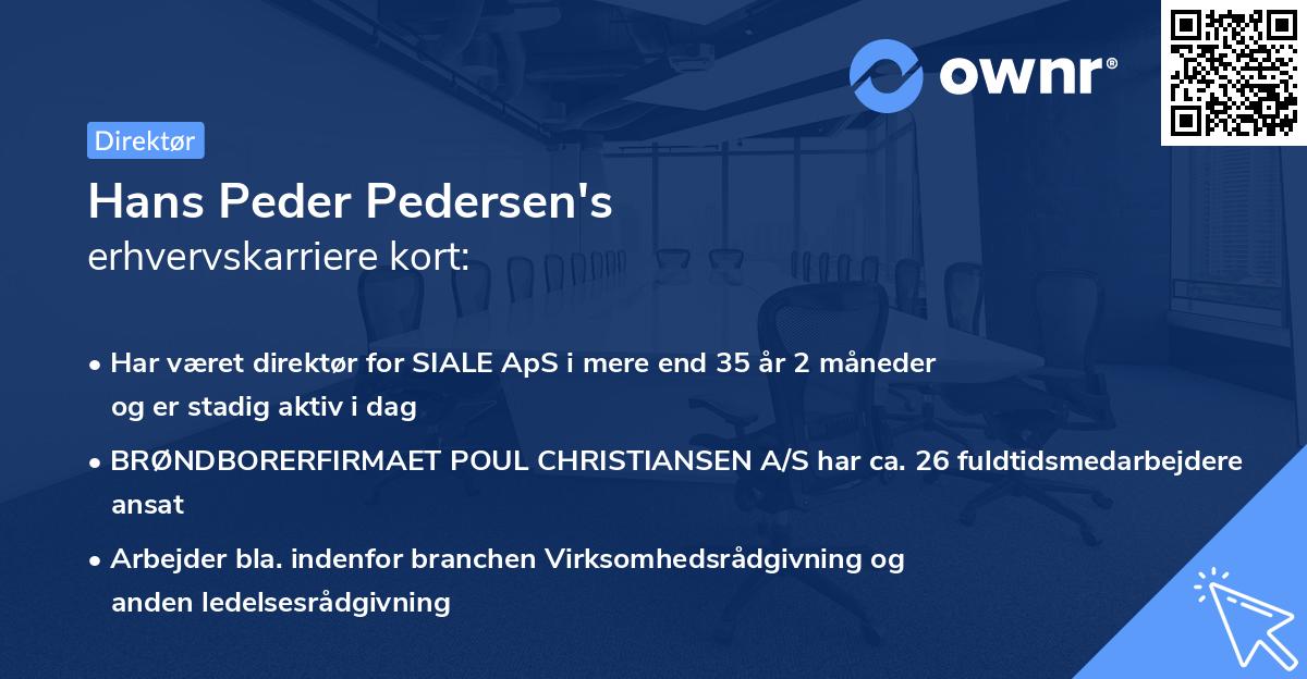 Hans Peder Pedersen's erhvervskarriere kort