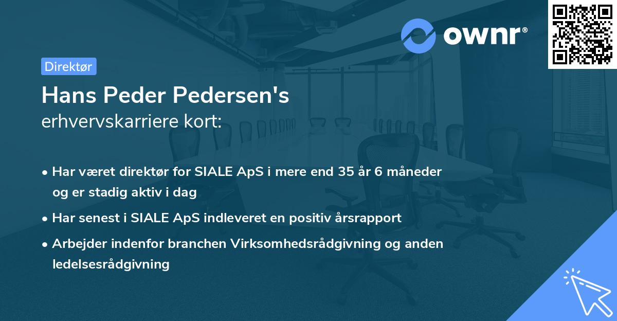 Hans Peder Pedersen's erhvervskarriere kort