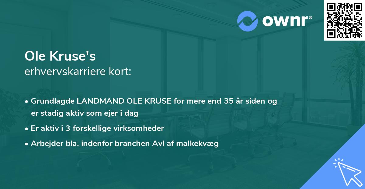 Ole Kruse's erhvervskarriere kort