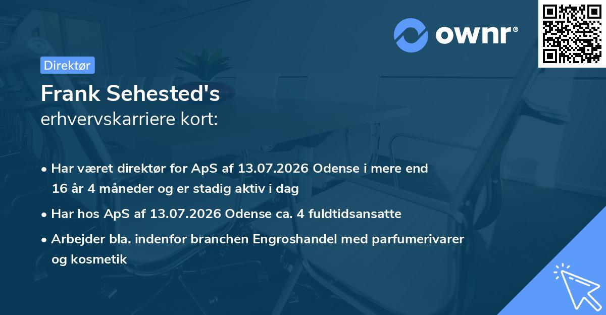 Frank Sehested's erhvervskarriere kort