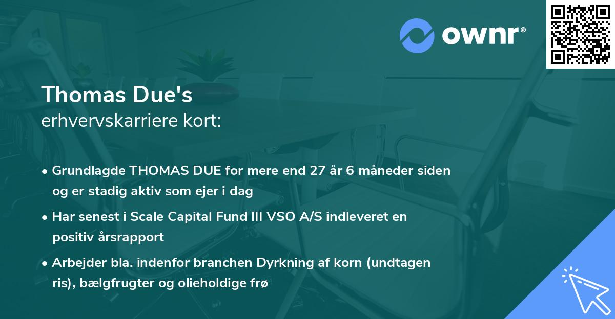 Thomas Due's erhvervskarriere kort