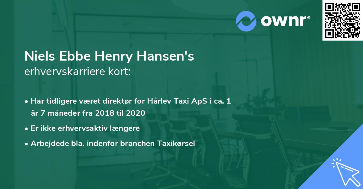 Niels Ebbe Henry Hansen's erhvervskarriere kort