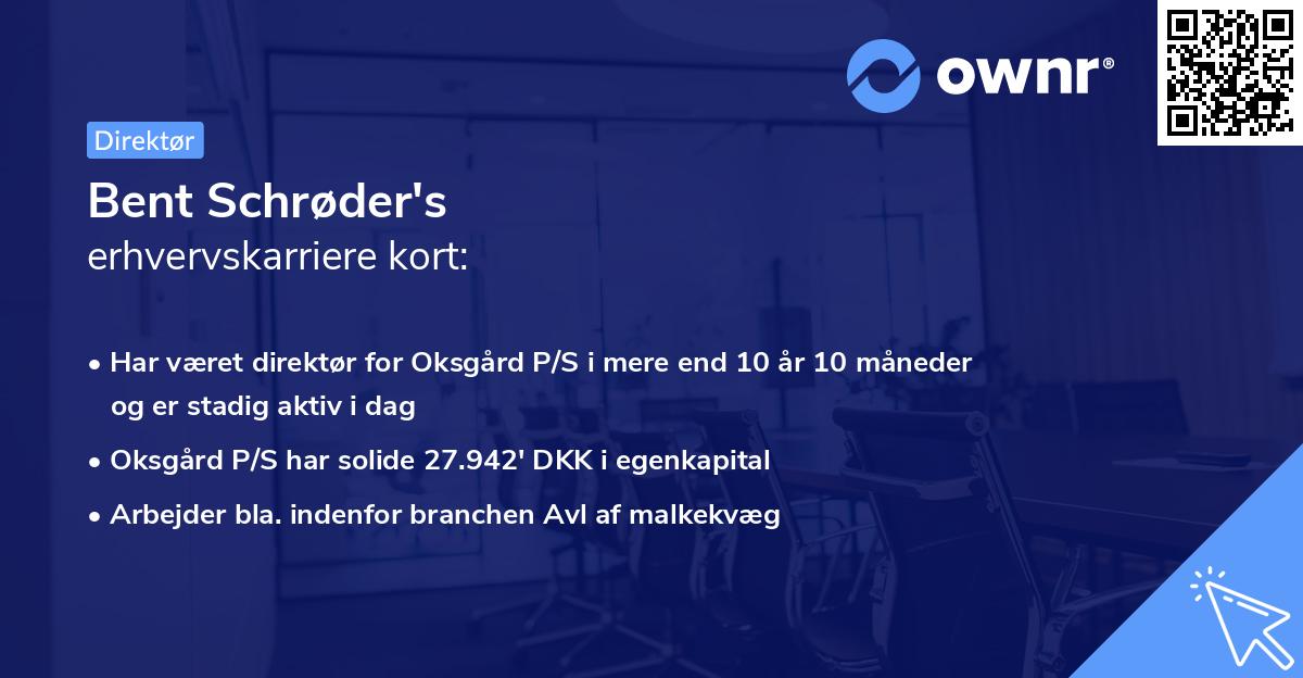 Bent Schrøder's erhvervskarriere kort