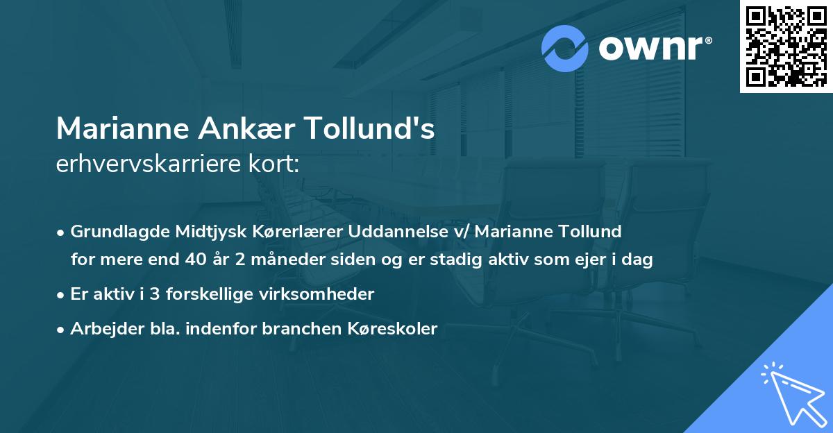 Marianne Ankær Tollund's erhvervskarriere kort